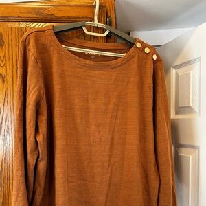 Loft Long Sleeve Cognac Brown Shirt Large